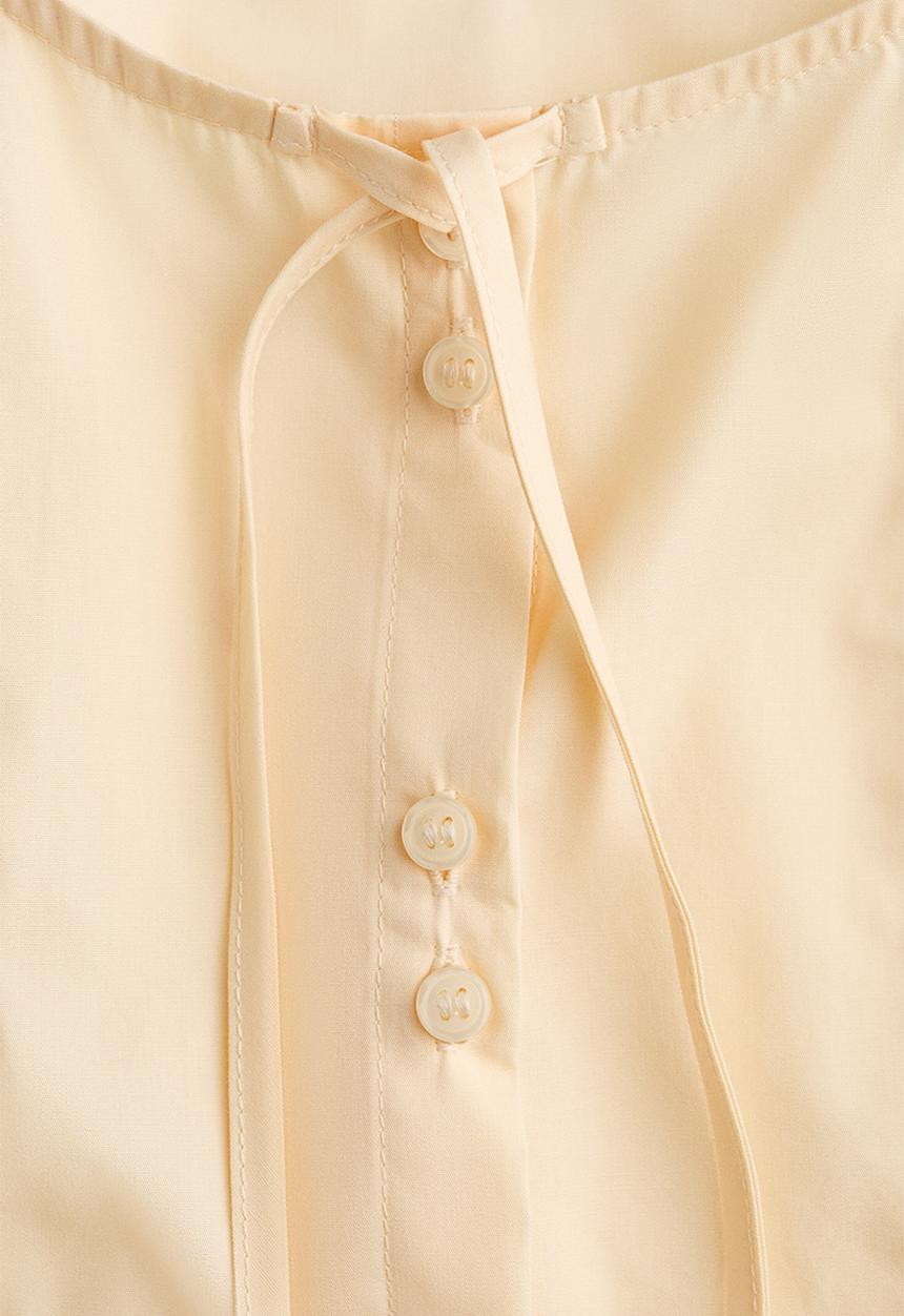 H&M - Puff-sleeved poplin blouse - light yellow