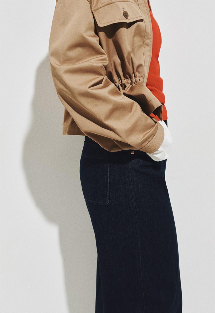 H&M - Wide high waist jeans - navy denim blue