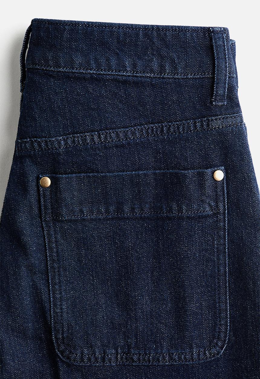 H&M - Wide high waist jeans - navy denim blue