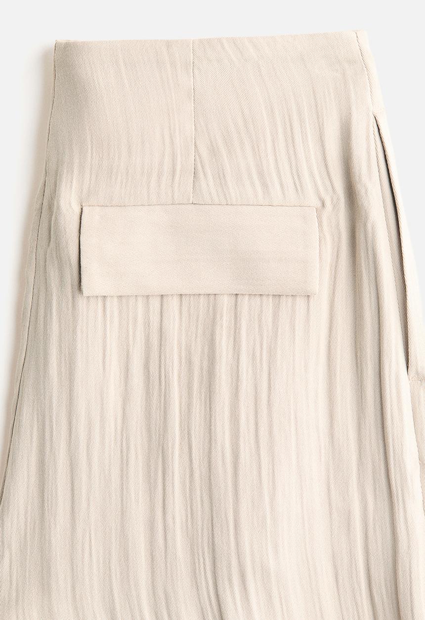 H&M - Crinkled barrel-leg trousers - light beige