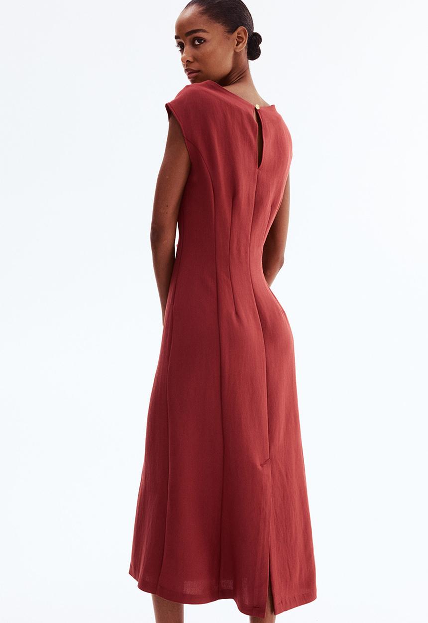 H&M - Waisted sleeveless dress - dark red