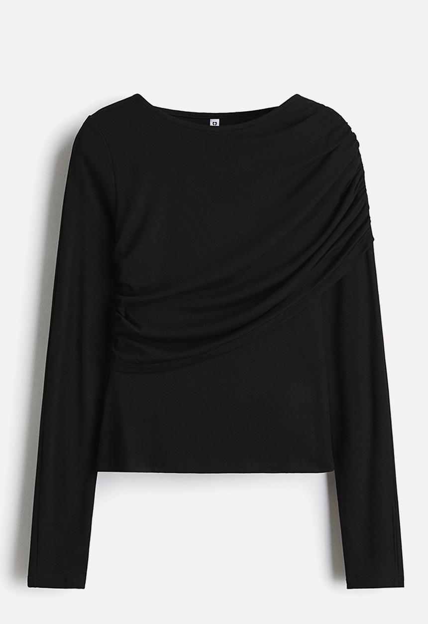 H&M - Draped viscose top - black