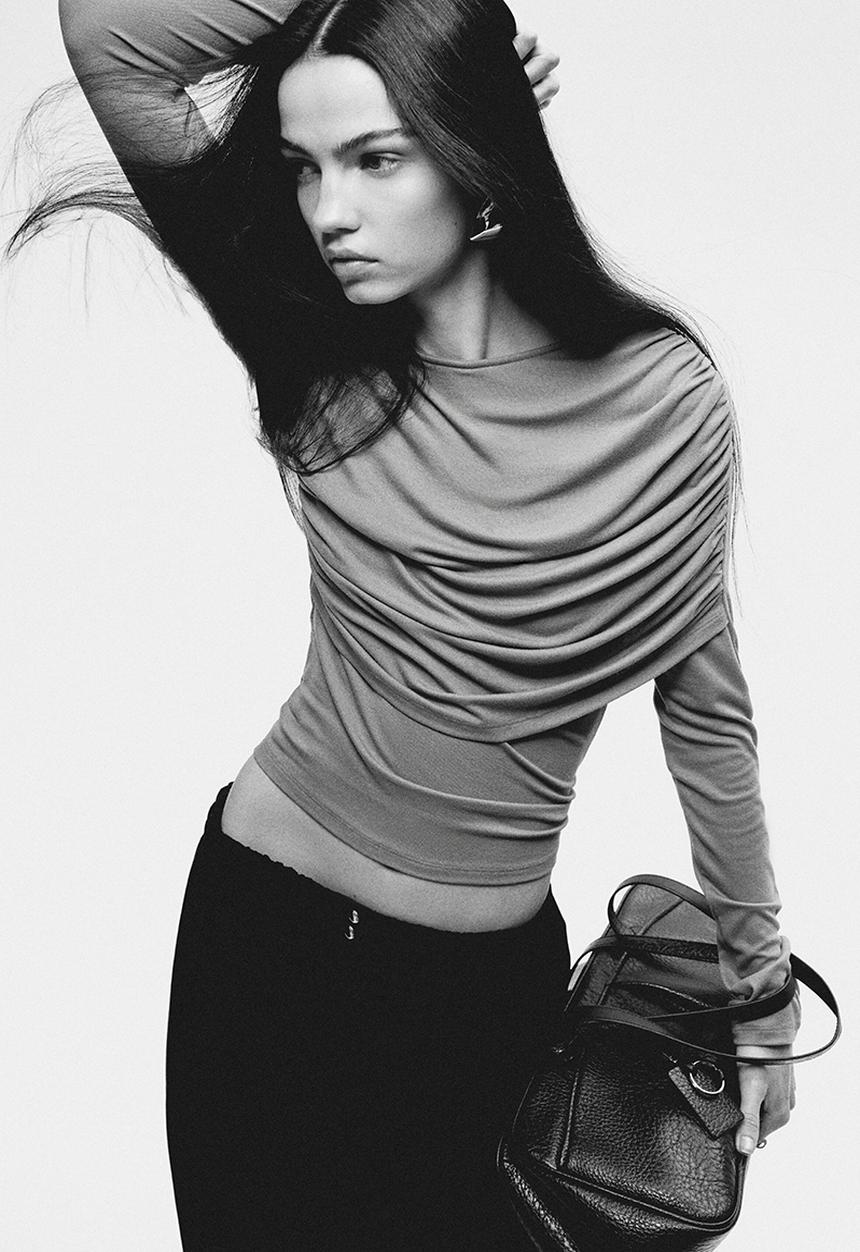 H&M - Draped viscose top - golden olive