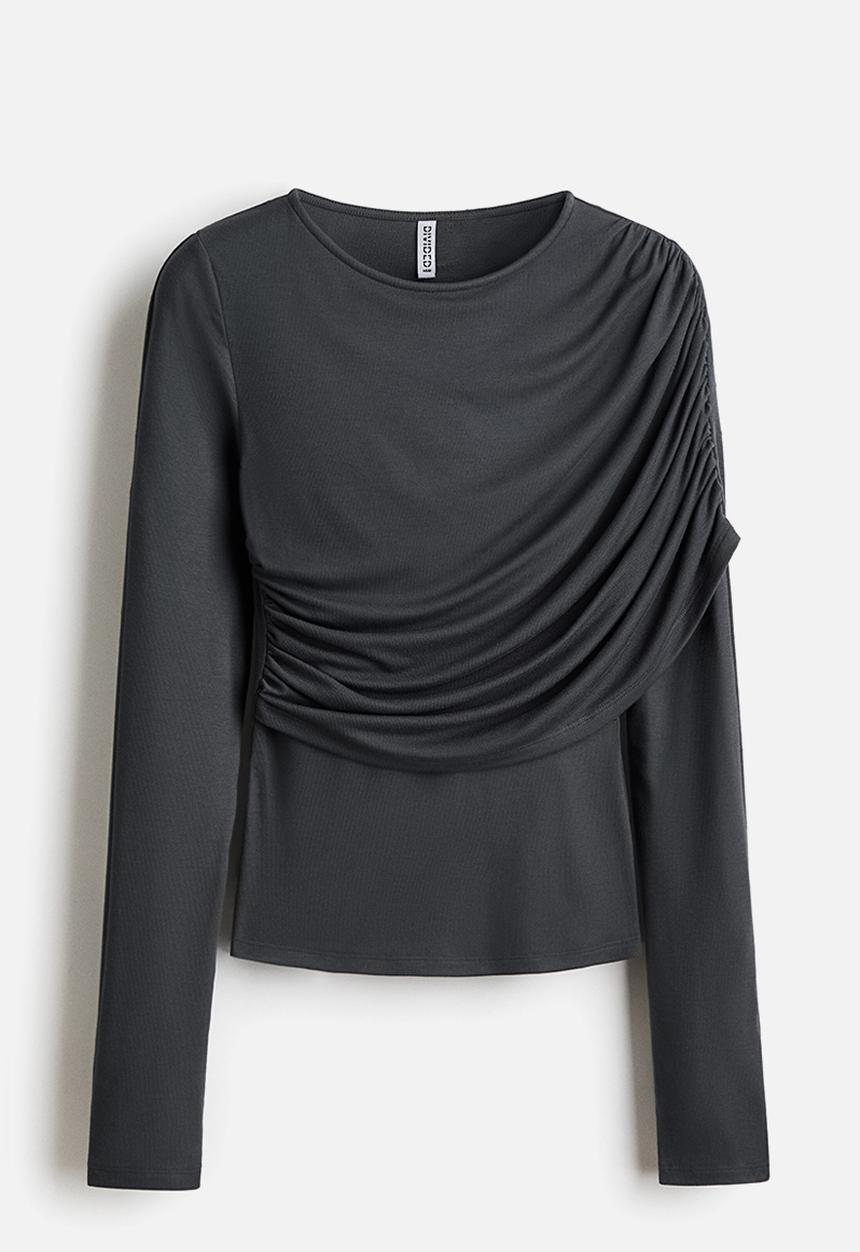 H&M - Draped viscose top - dark grey