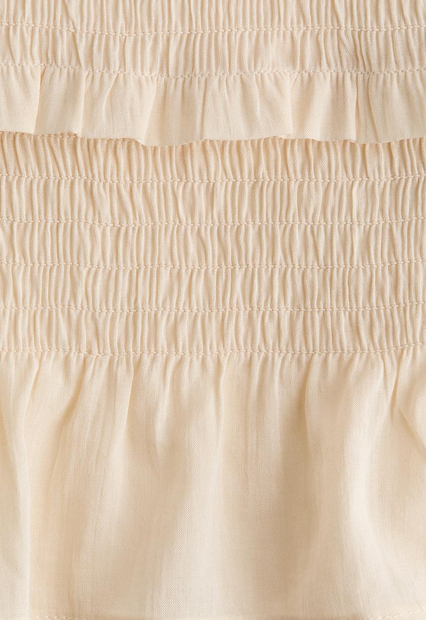 H&M - Smocked-bodice top - light beige