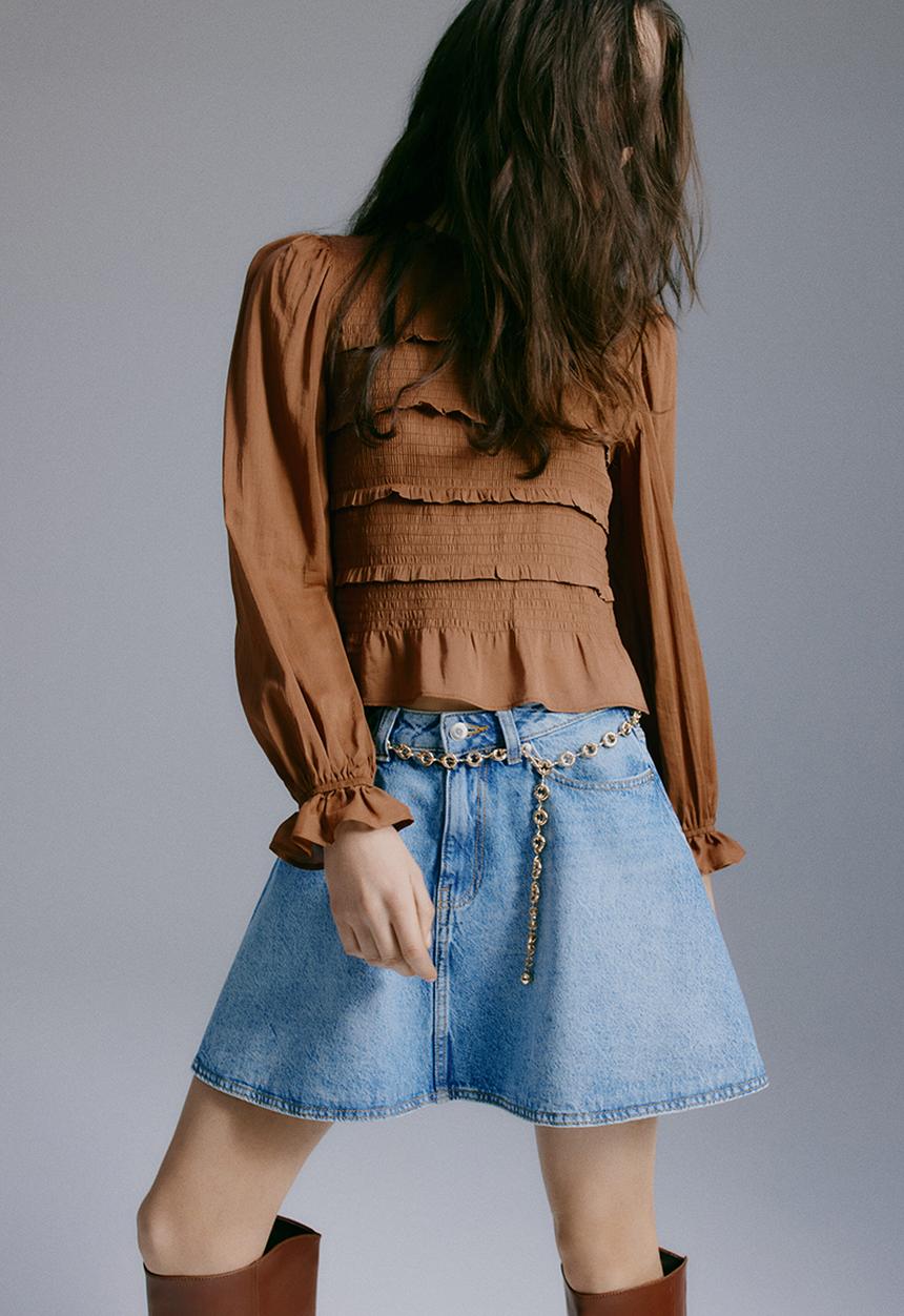 H&M - Smocked-bodice top - brown
