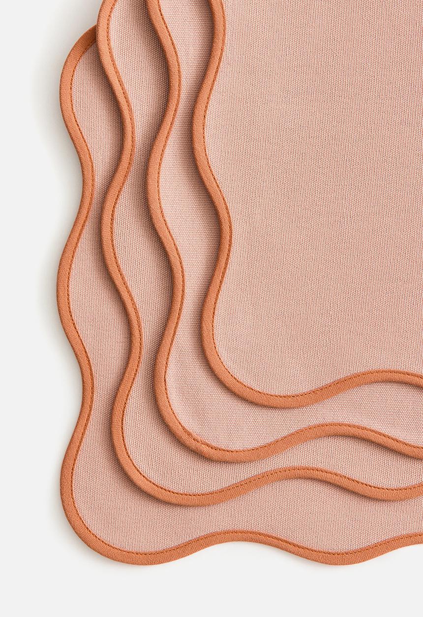 H&M - 4-pack water-repellent place mats - light pink/terracotta