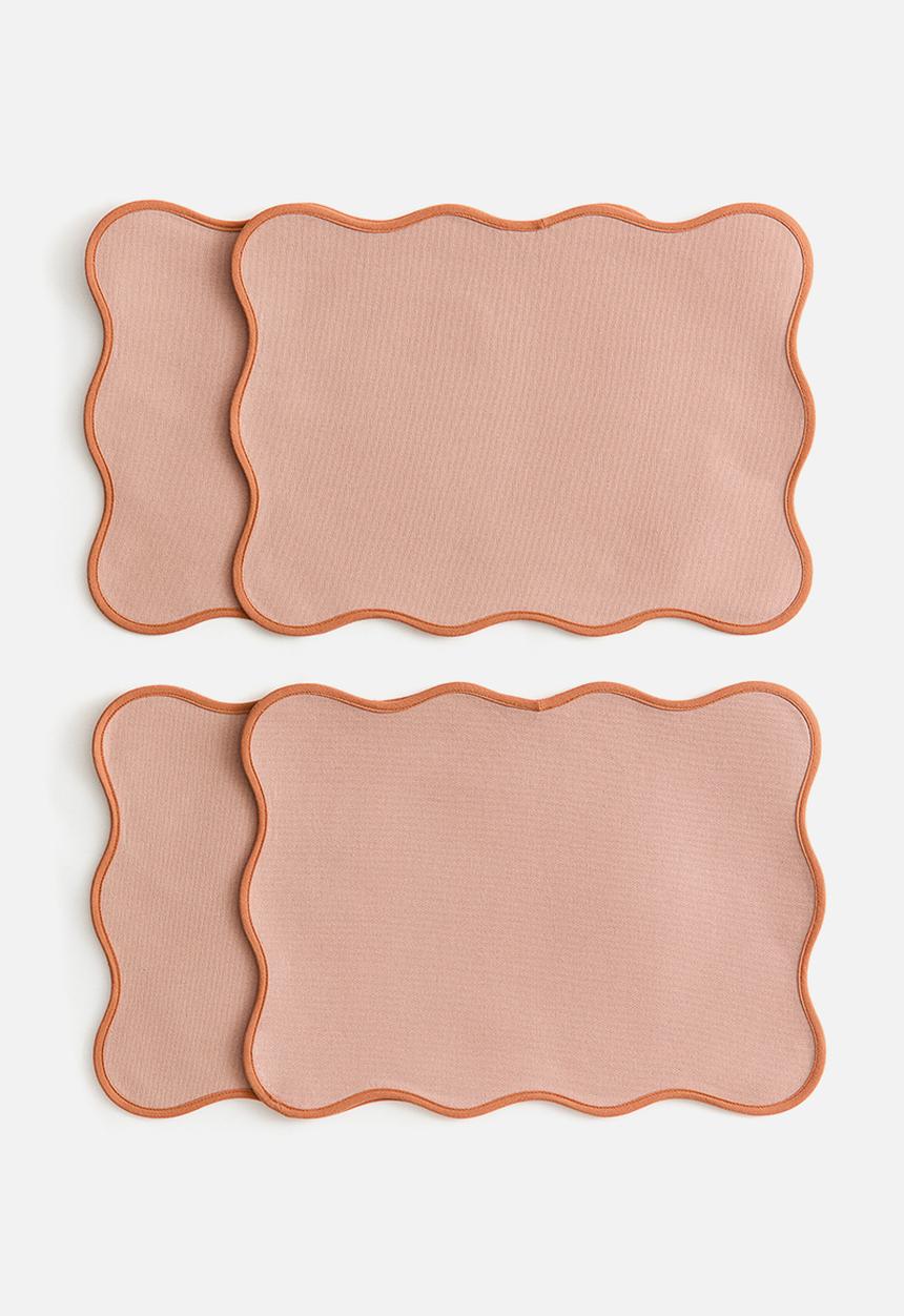 H&M - 4-pack water-repellent place mats - light pink/terracotta