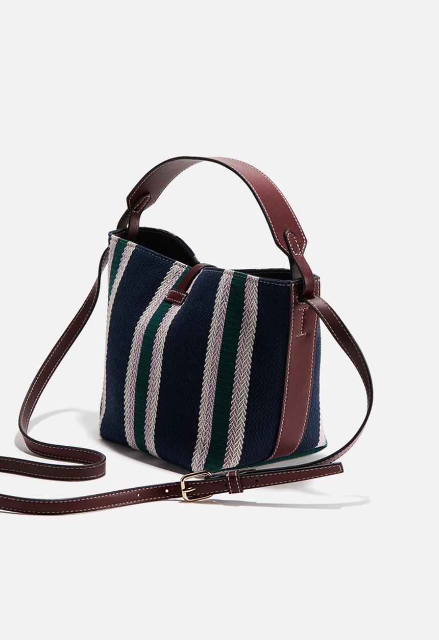 H&M - Bucket bag - navy blue/striped