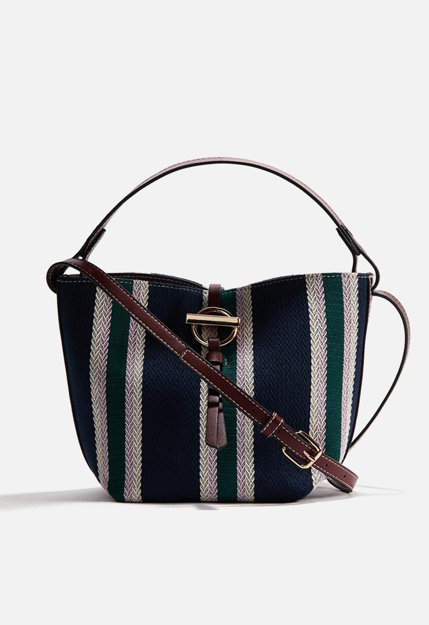 H&M - Bucket bag - navy blue/striped