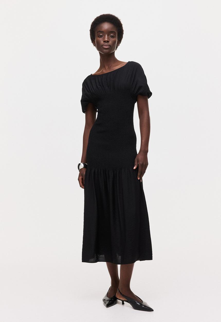 H&M - Smocked-detail dress - black