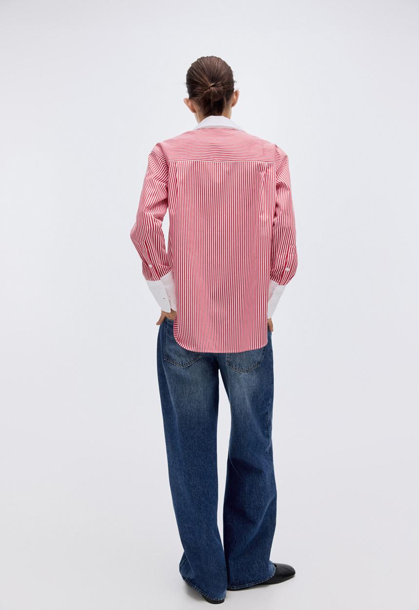 H&M - Cotton poplin shirt - red/striped