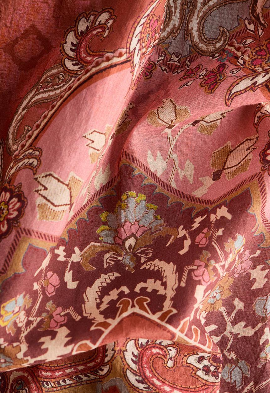 H&M - Printed cotton shirt - dusty red/patterned