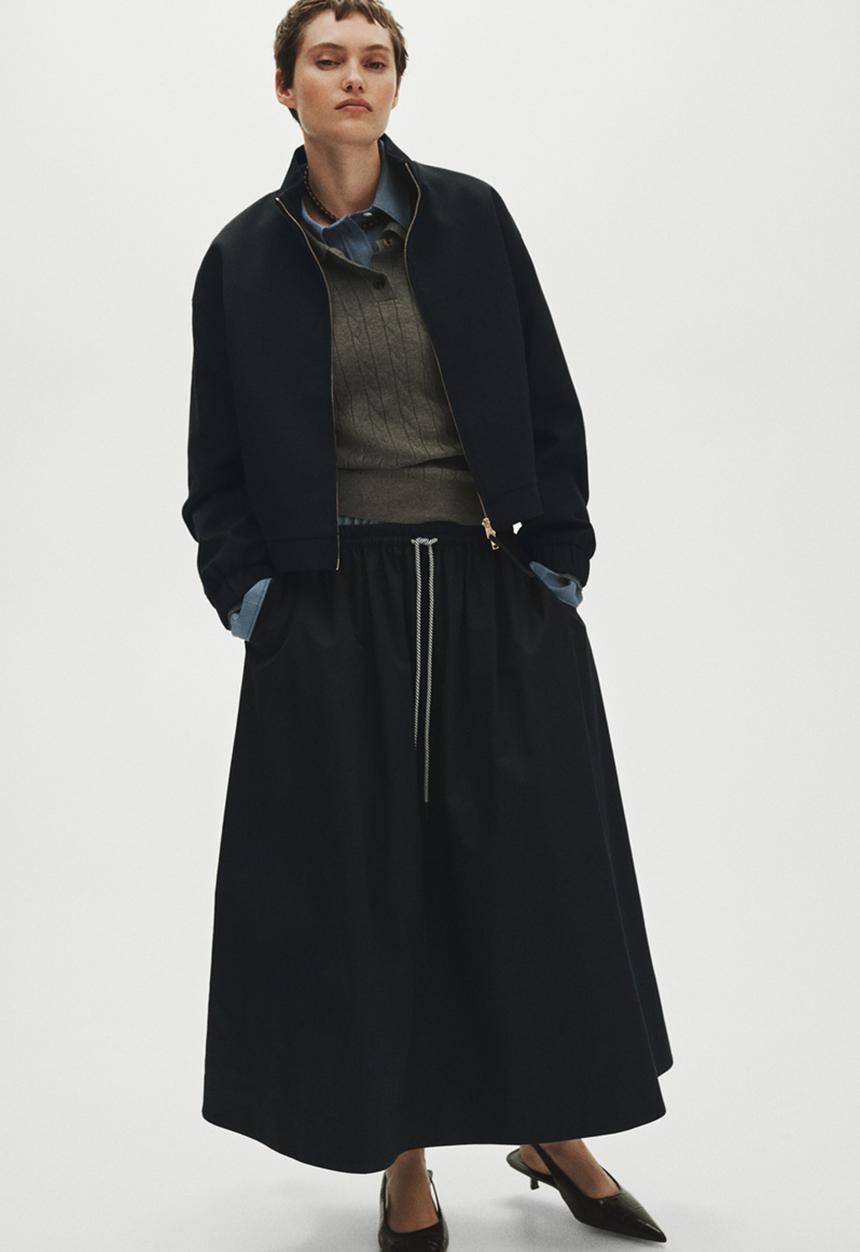 H&M - Cotton drawstring skirt - navy blue