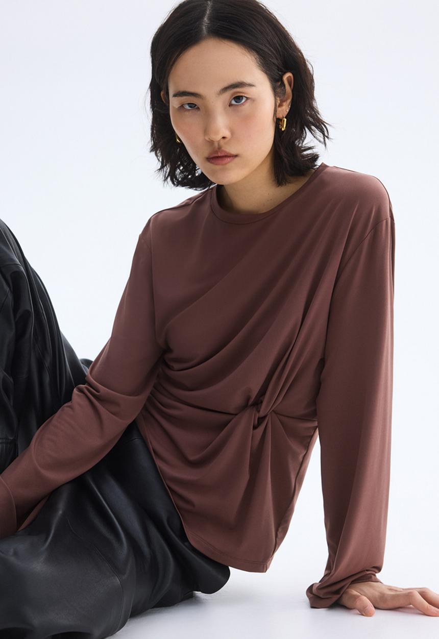 H&M - Twist-detail top - dark mole