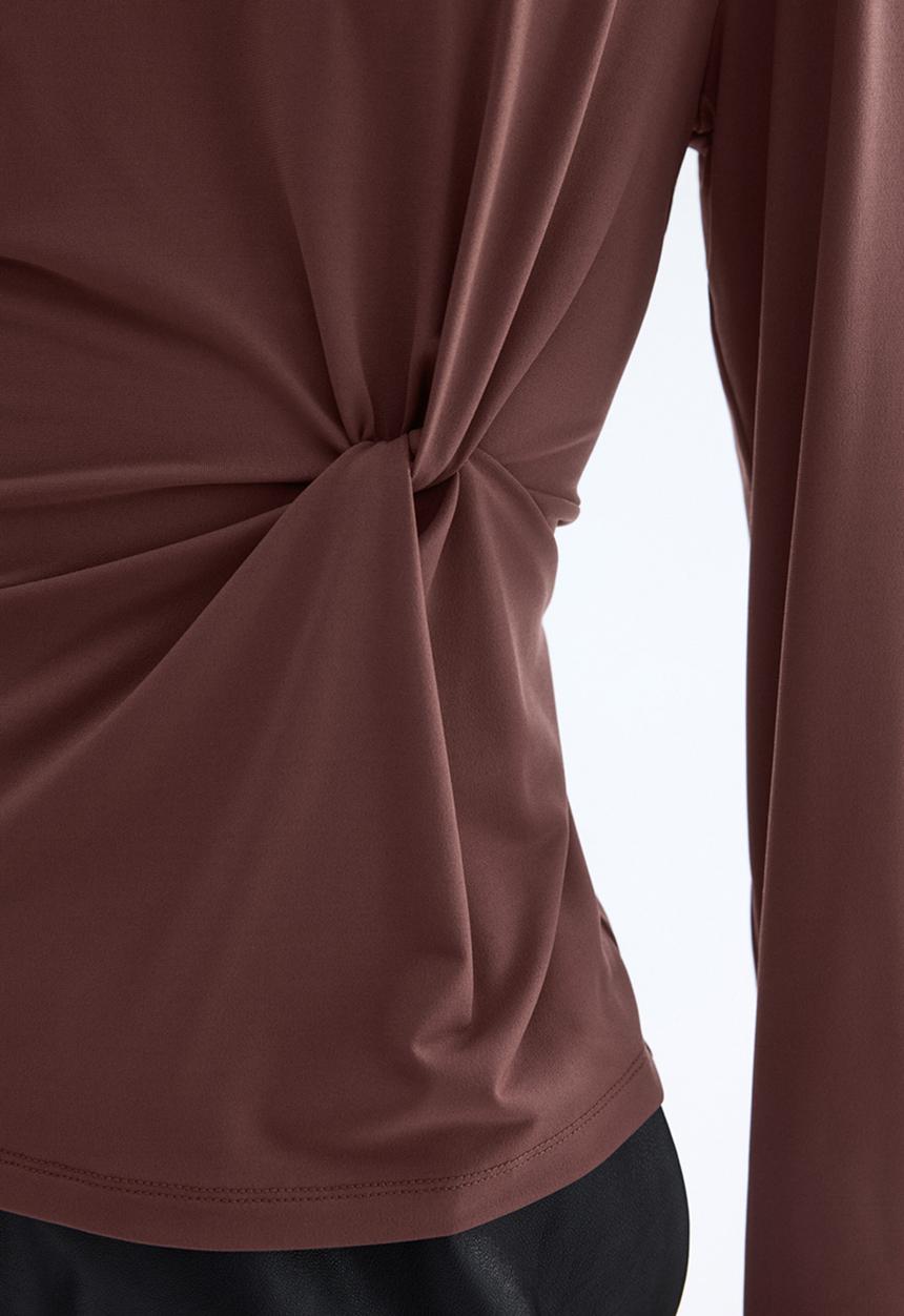 H&M - Twist-detail top - dark mole