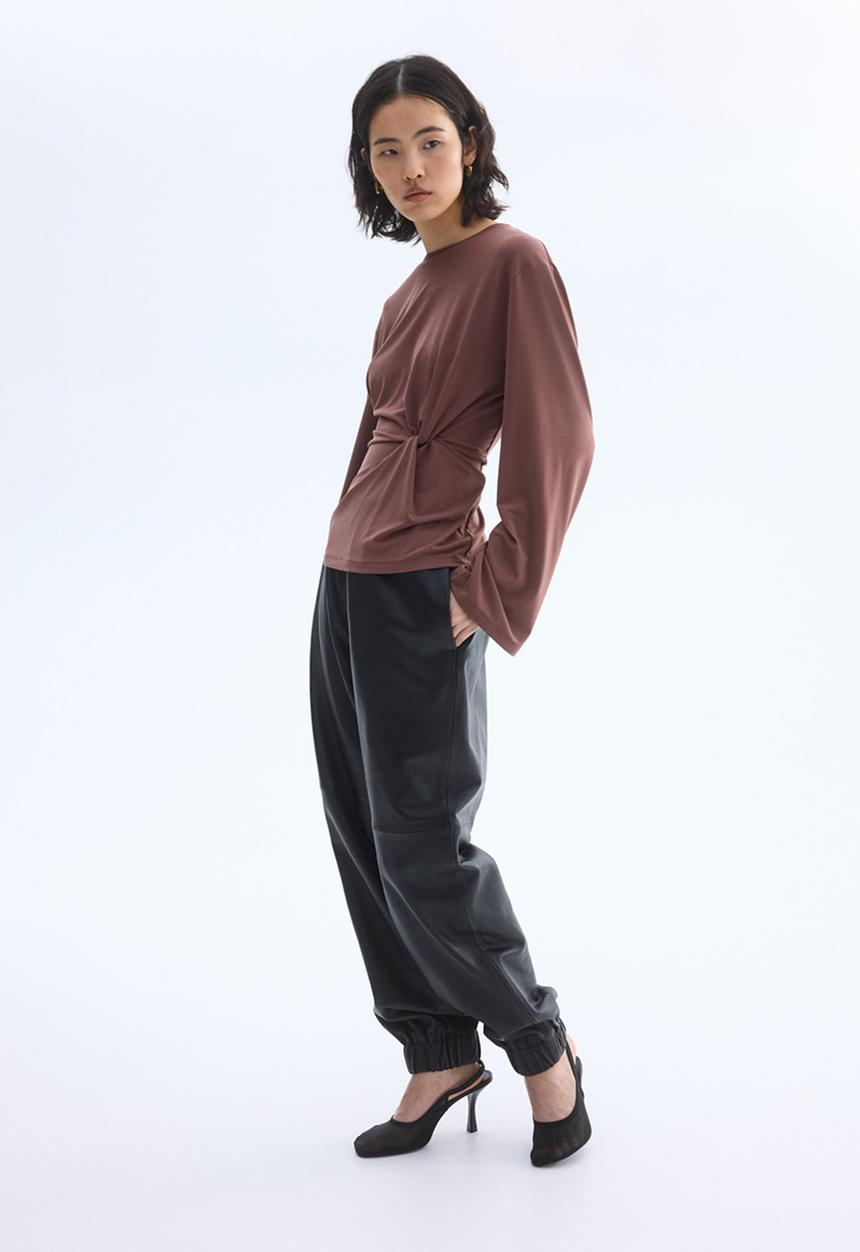 H&M - Twist-detail top - dark mole