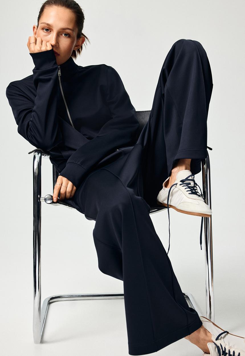 H&M - Crease-front pull-on trousers - navy blue