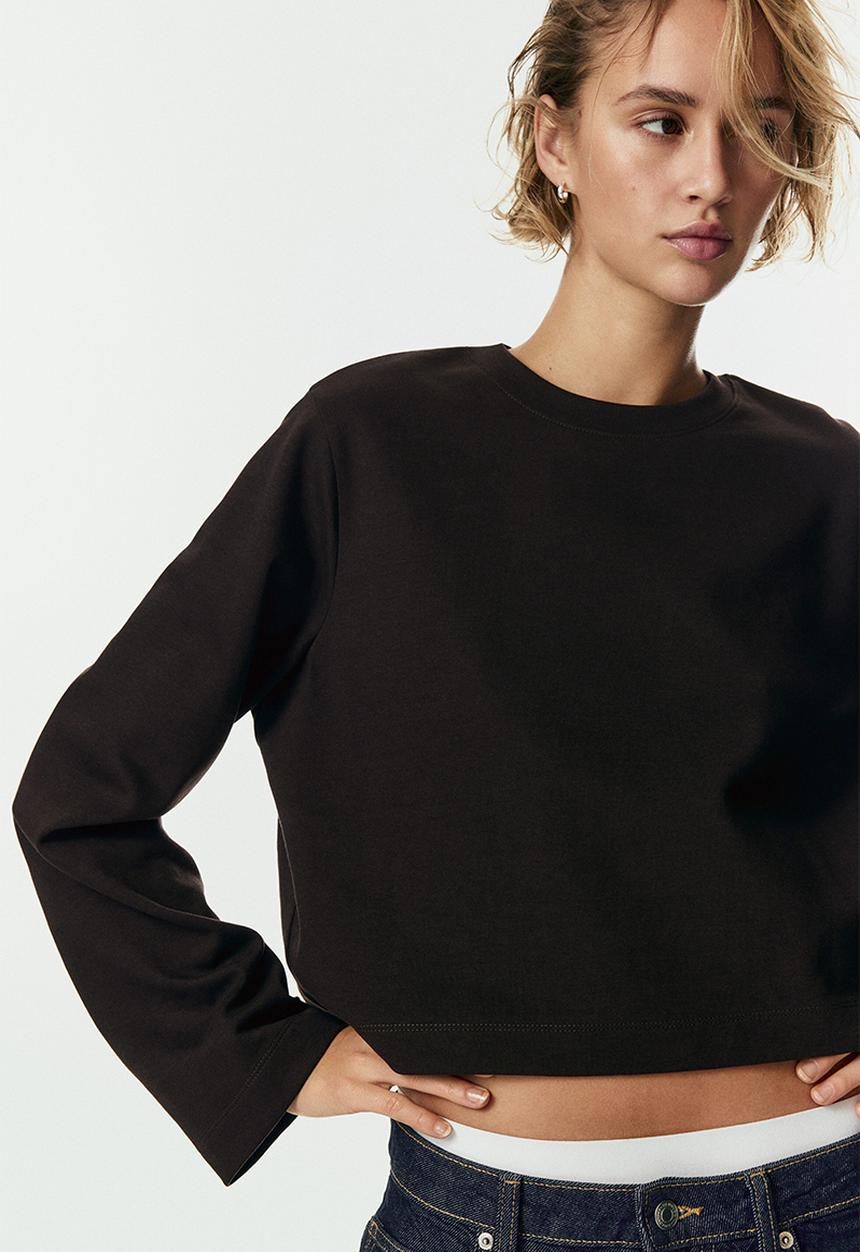H&M - Short interlock top - dark brown