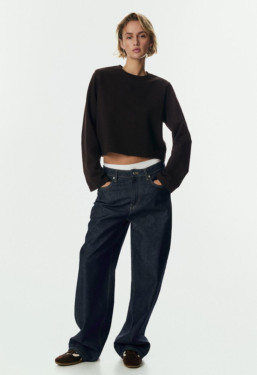 H&M - Short interlock top - dark brown