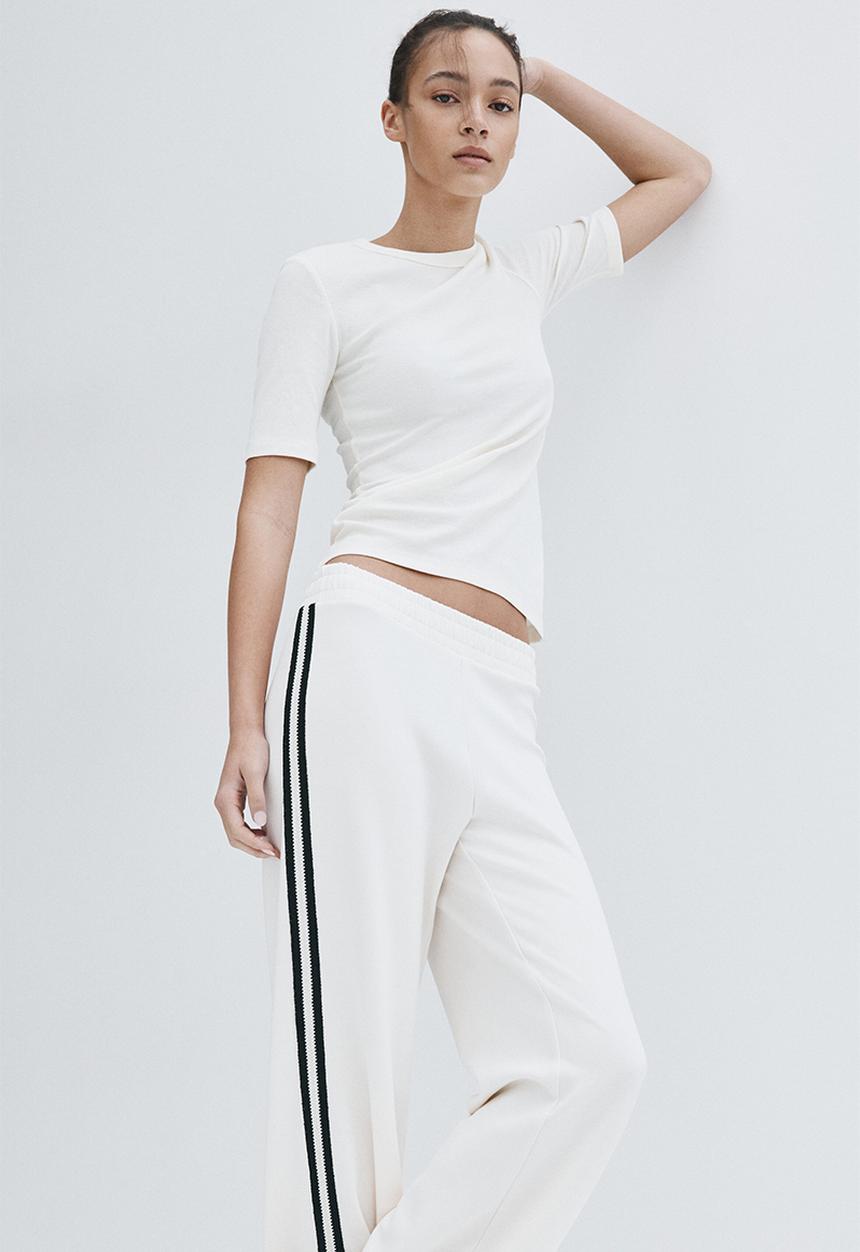H&M - Ribbed t-shirt - cream