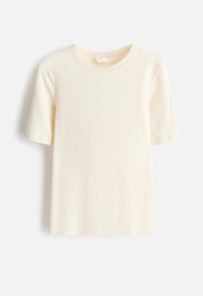 H&M - Ribbed t-shirt - cream