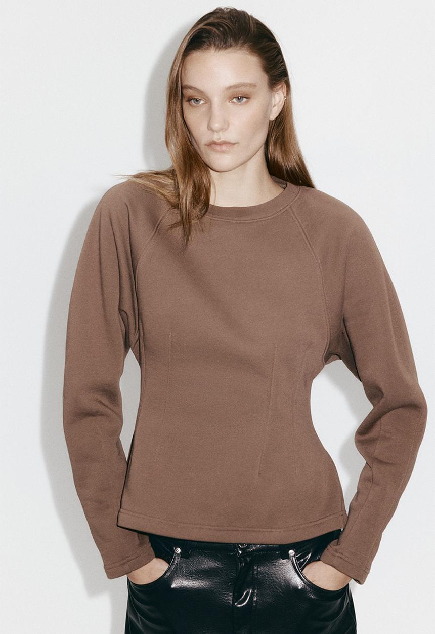 H&M - Waisted sweatshirt - dark mole
