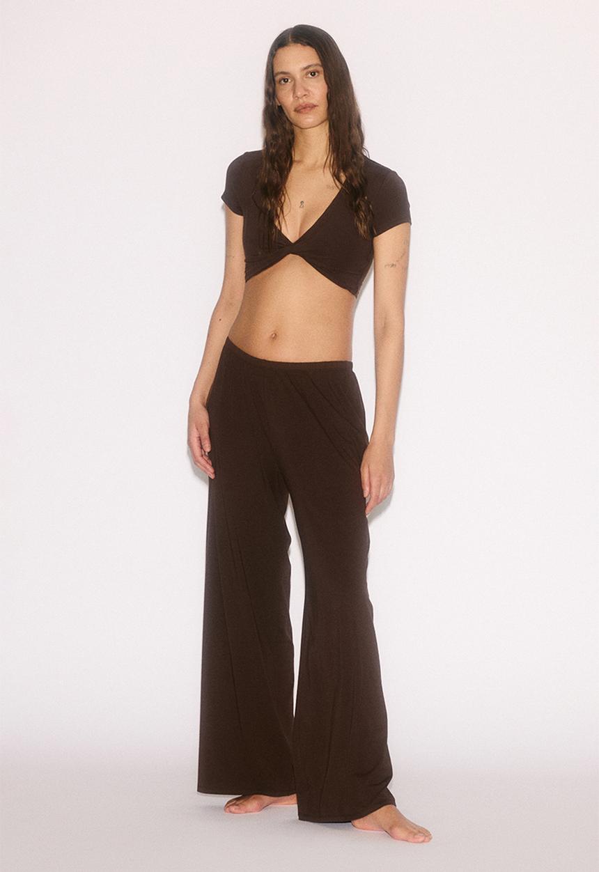 H&M - Relaxed fit wide yoga pants - warm brown