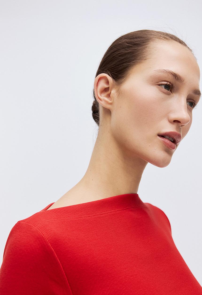 H&M - Ribbed boat-neck top - red