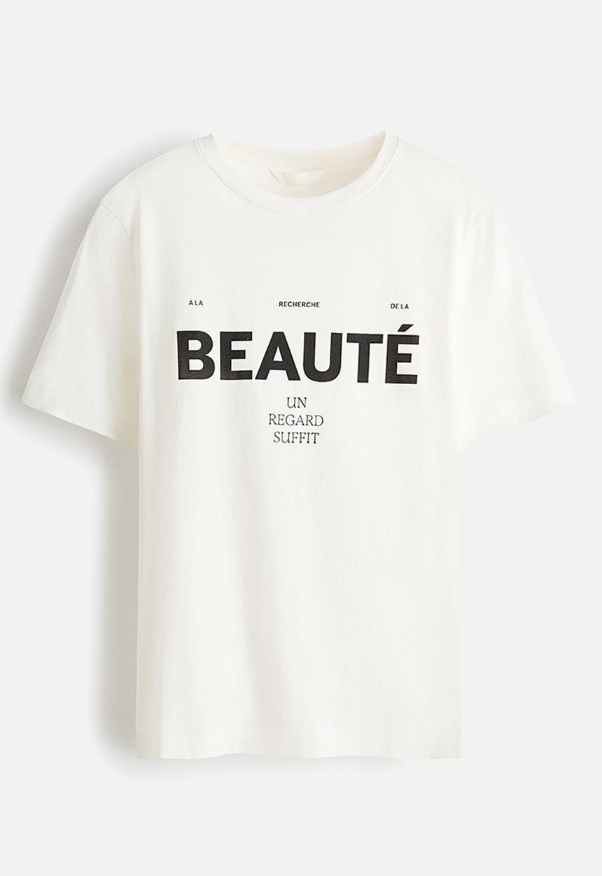 H&M - Printed T-shirt - white/beaut