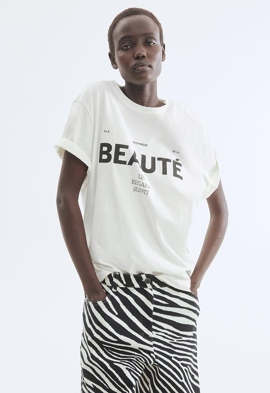 H&M - Printed T-shirt - white/beaut