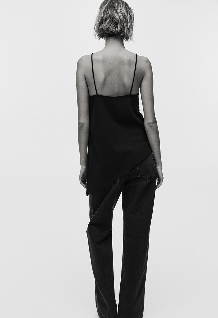 H&M - Lace-trimmed strappy top - black
