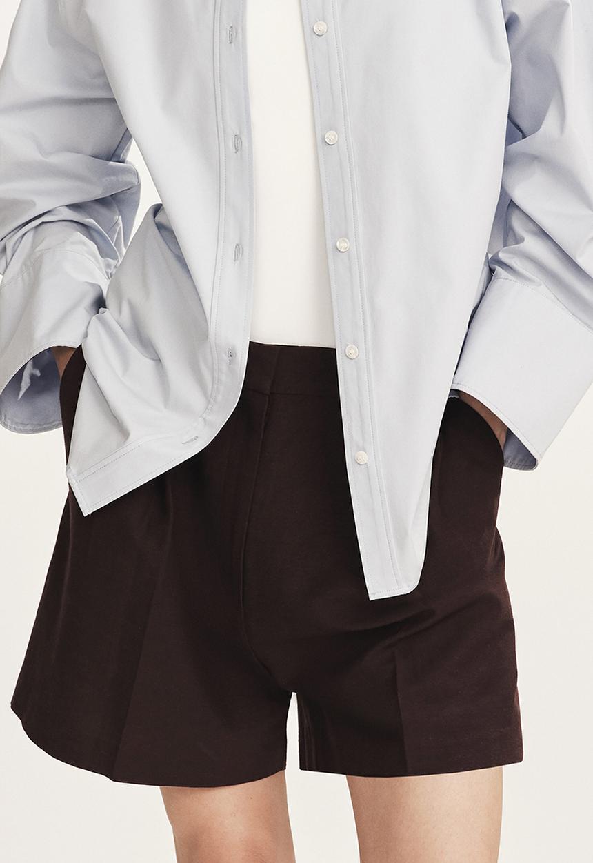 H&M - Tailored linen-blend shorts - dark brown
