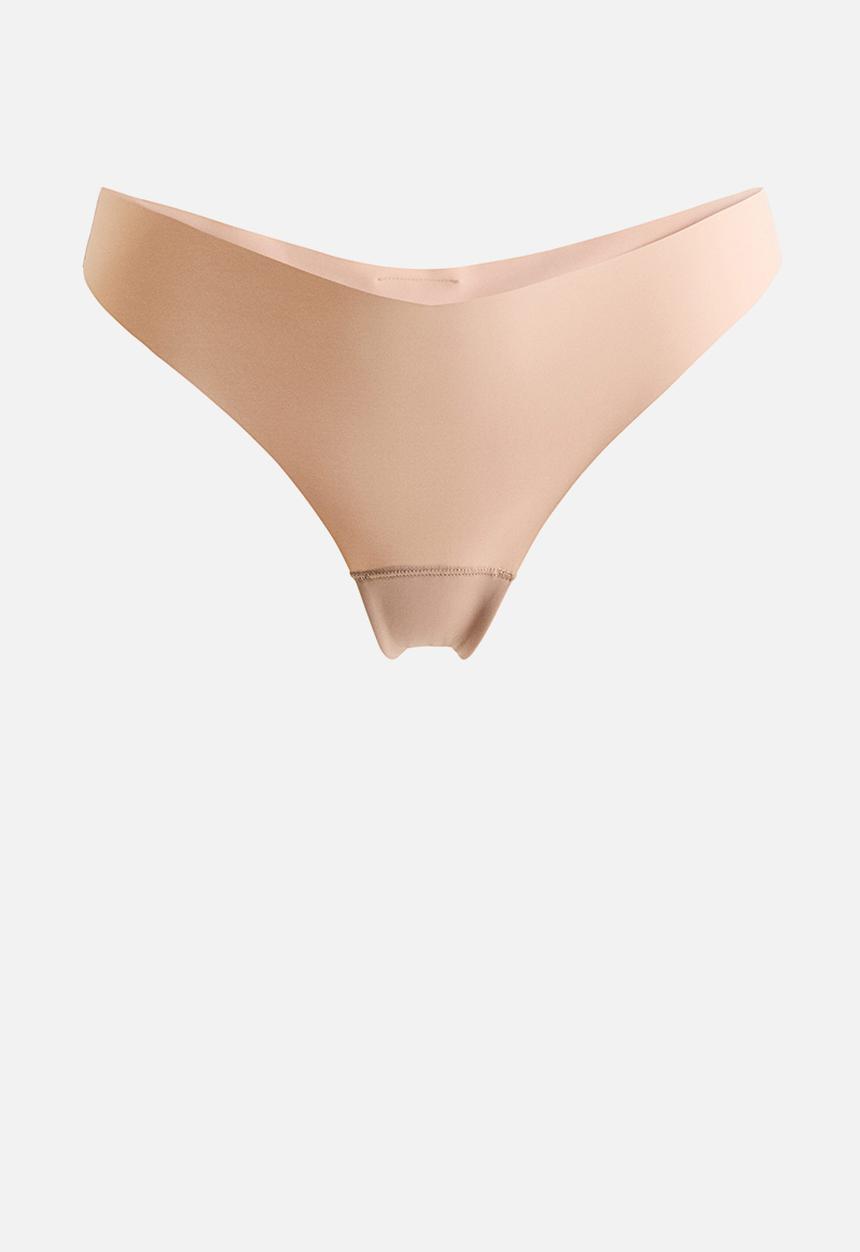 H&M - 3-Pack invisible thong briefs with lycra - light beige