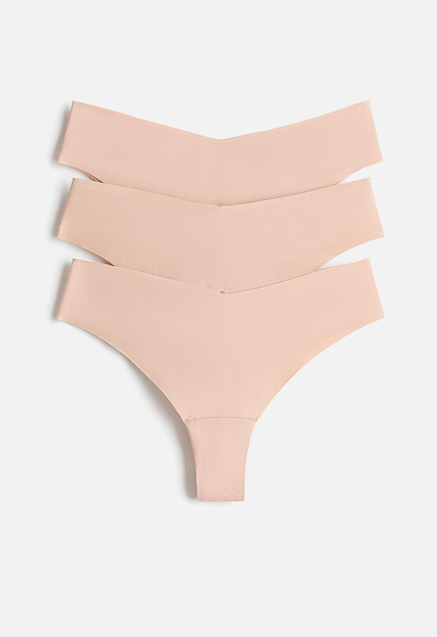 H&M - 3-Pack invisible brazilian briefs - beige