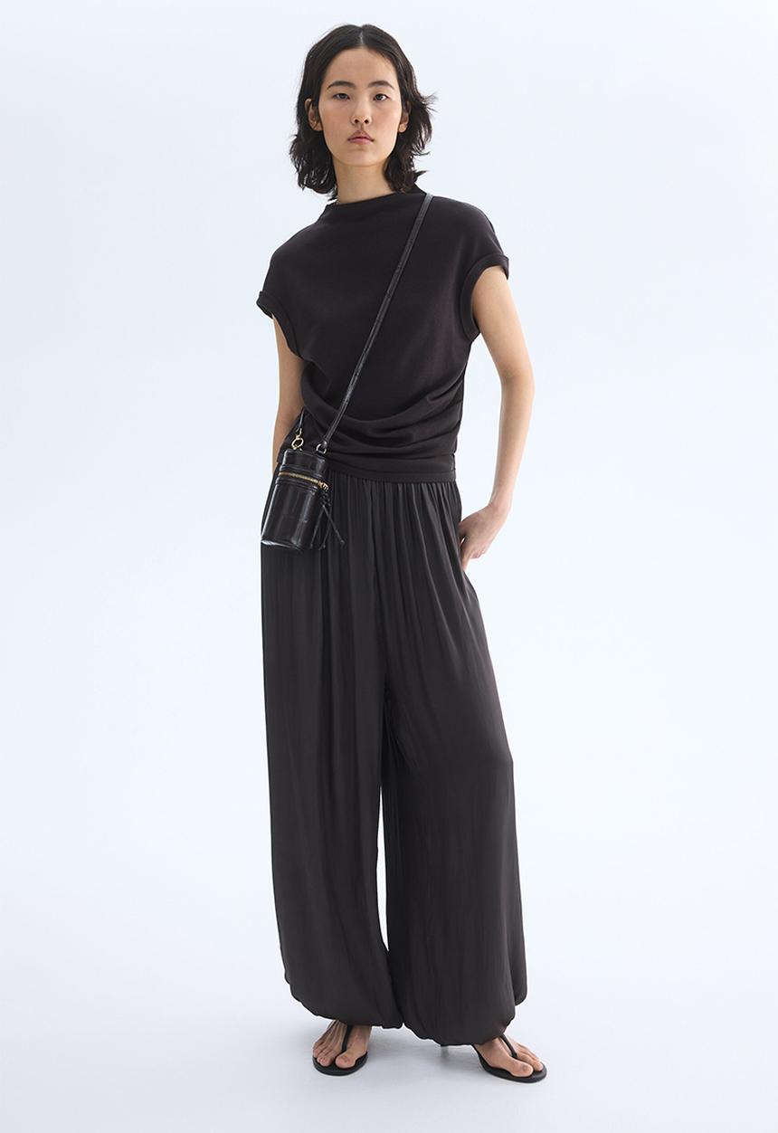 H&M - Draped fine-knit top - dark brown