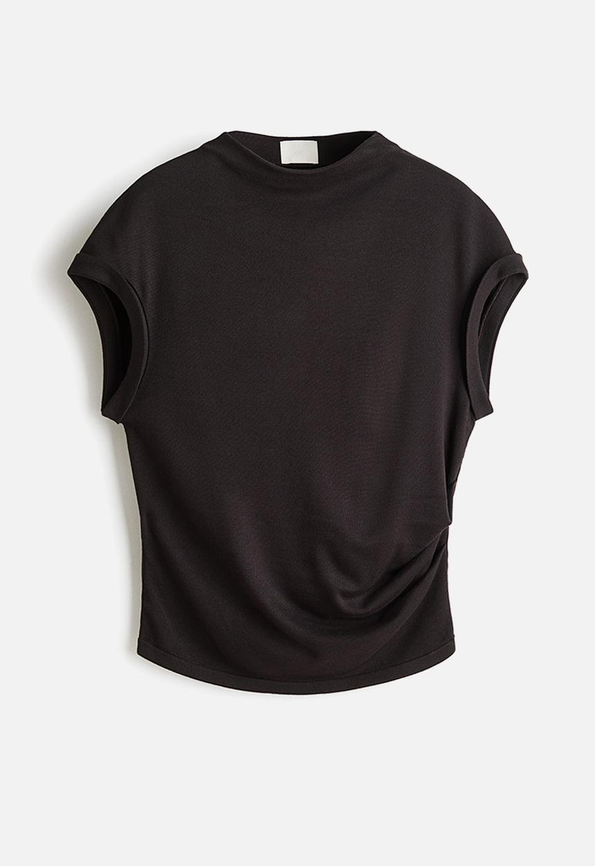 H&M - Draped fine-knit top - dark brown
