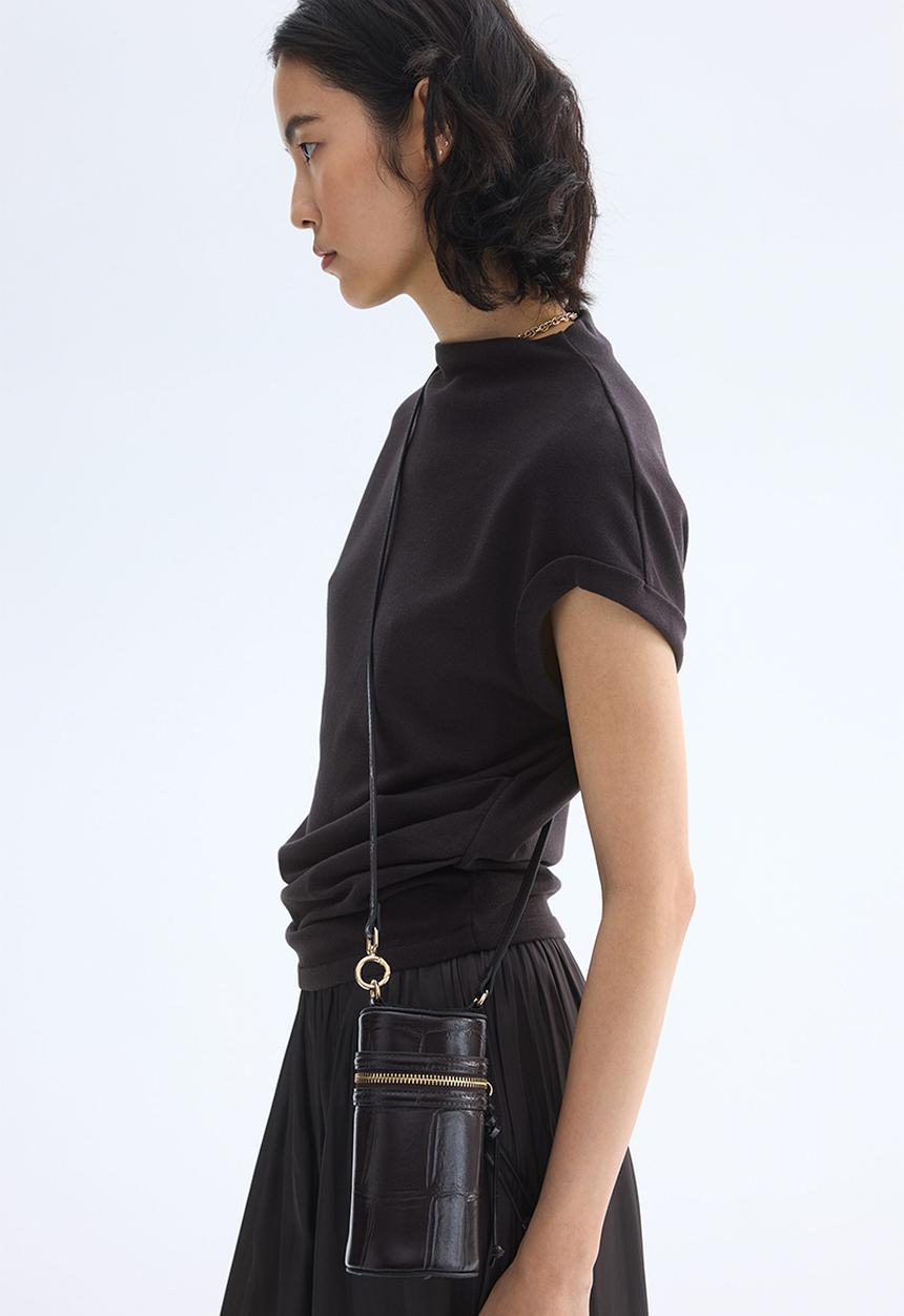 H&M - Draped fine-knit top - dark brown