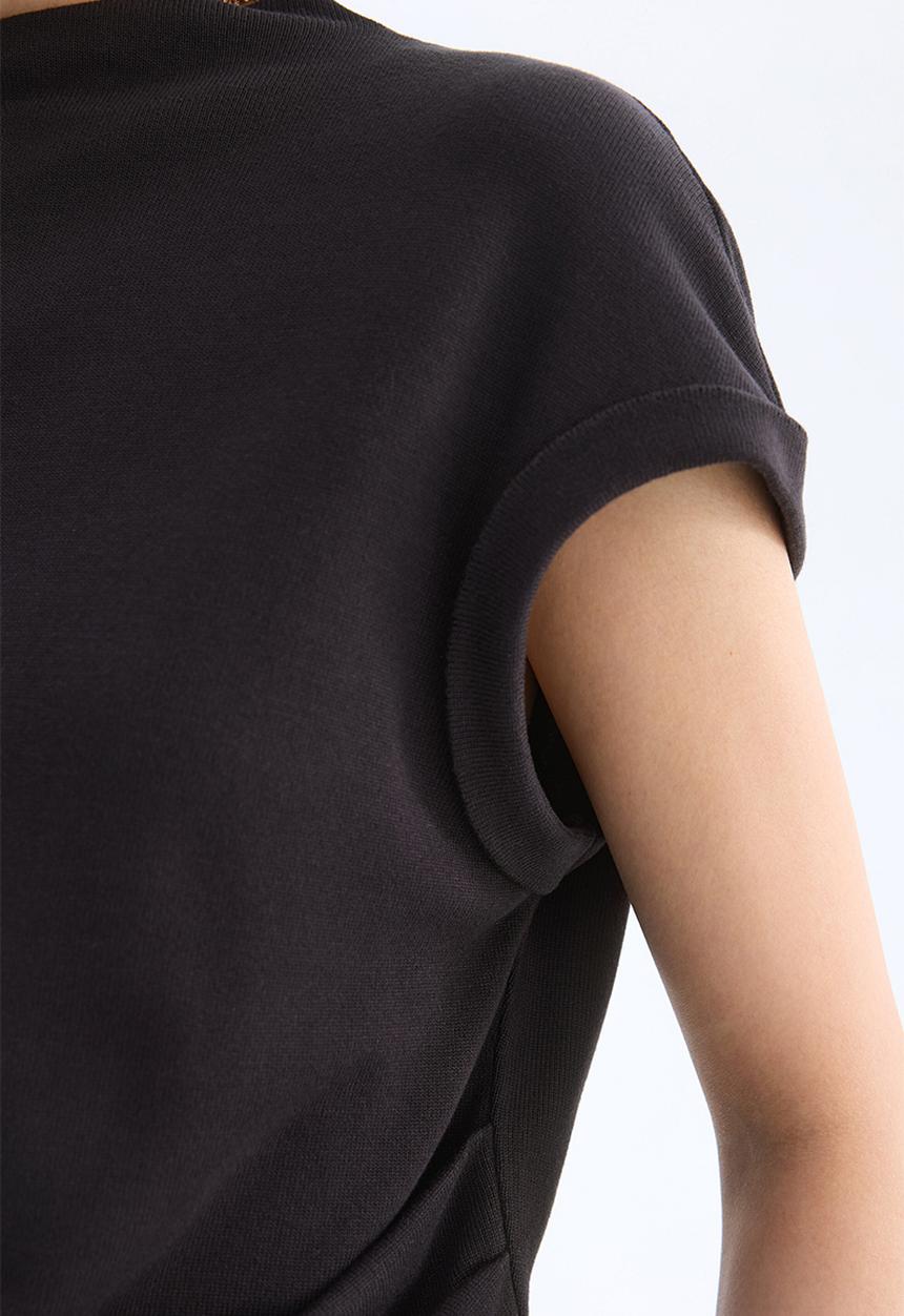 H&M - Draped fine-knit top - dark brown