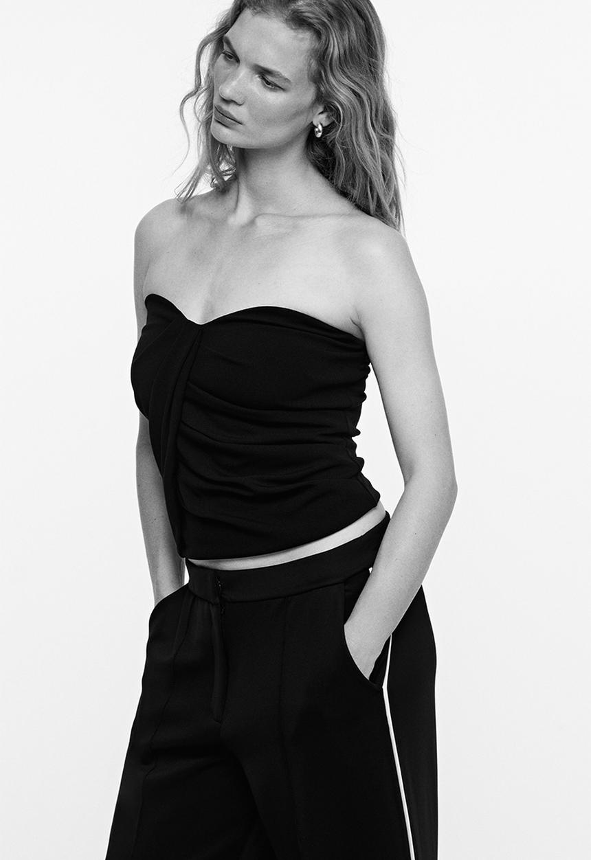 H&M - Draped interlock bandeau top - black