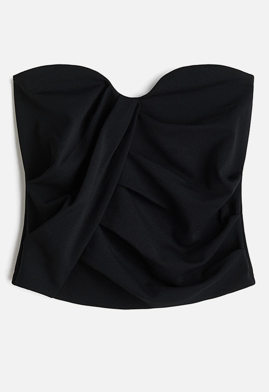H&M - Draped interlock bandeau top - black