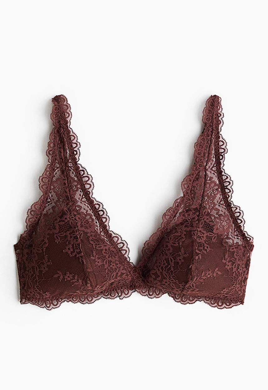 H&M - Padded soft lace bra - rust brown