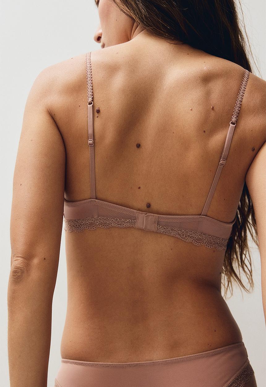 H&M - Embroidered soft bra - light brown