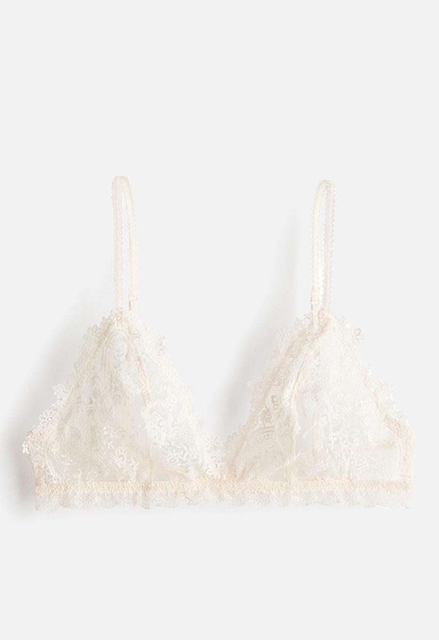 H&M - Embroidered soft bra - cream