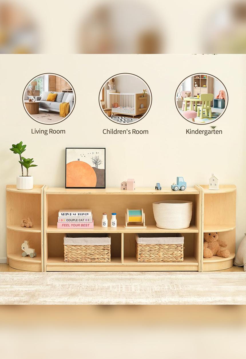 Greenbean Learning - Wooden Corner Shelf and Toy Storage for Kids Room: Plywood