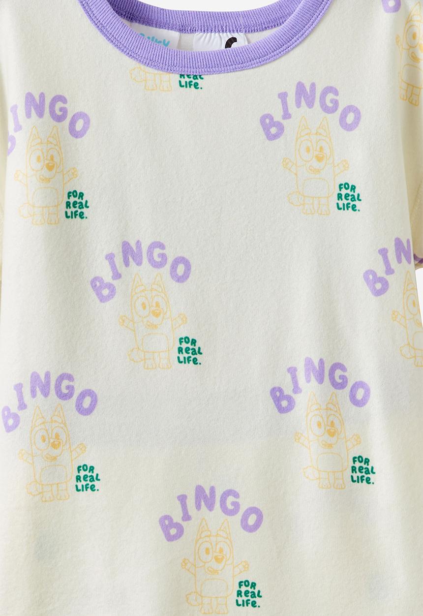 Cotton On - Snoozesoft Short Sleeve Pj Set License - Lcn Blu Dark Vanilla/Bingo Hooray