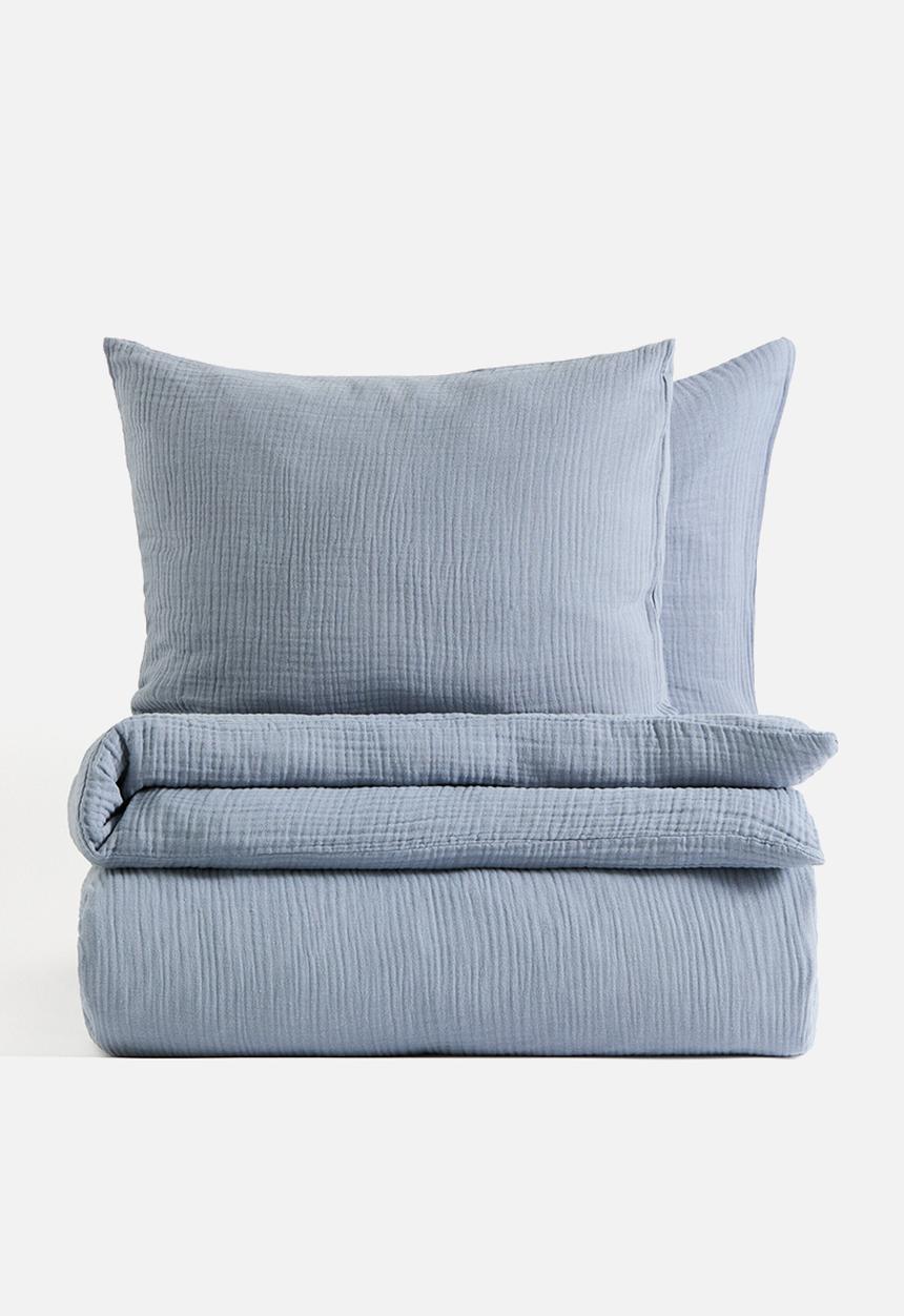 H&M - Muslin double/king duvet cover set - dusty blue
