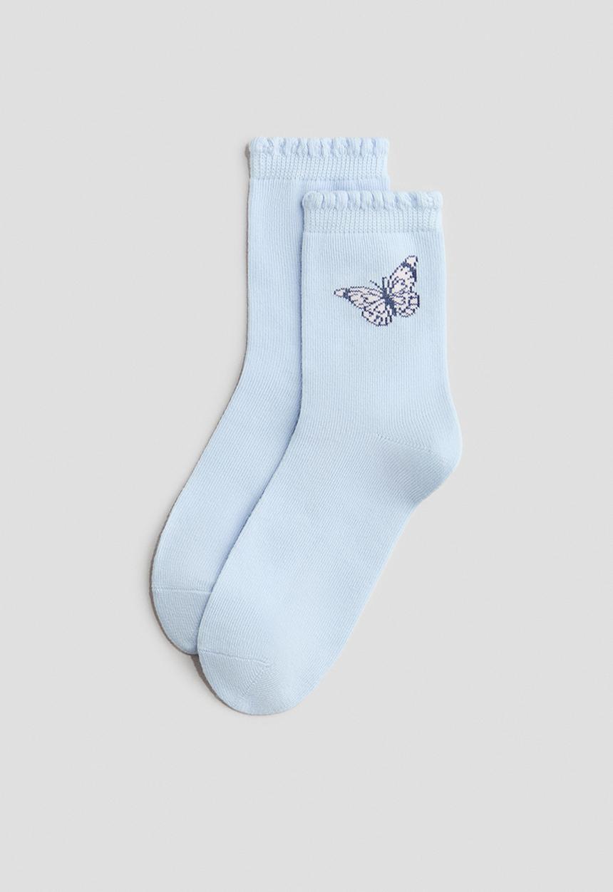 H&M - 7-Pack socks - light blue/butterflies