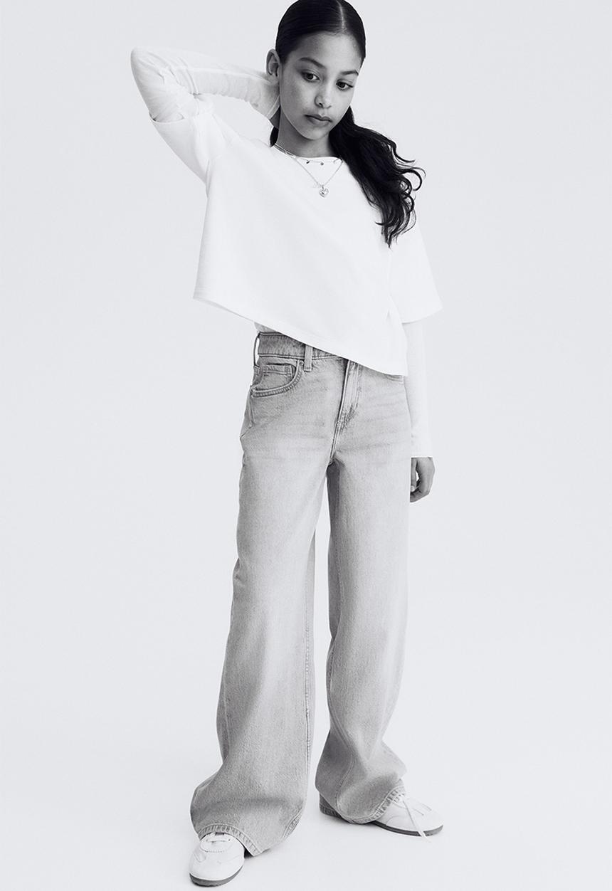 H&M - Wide leg jeans - light denim blue