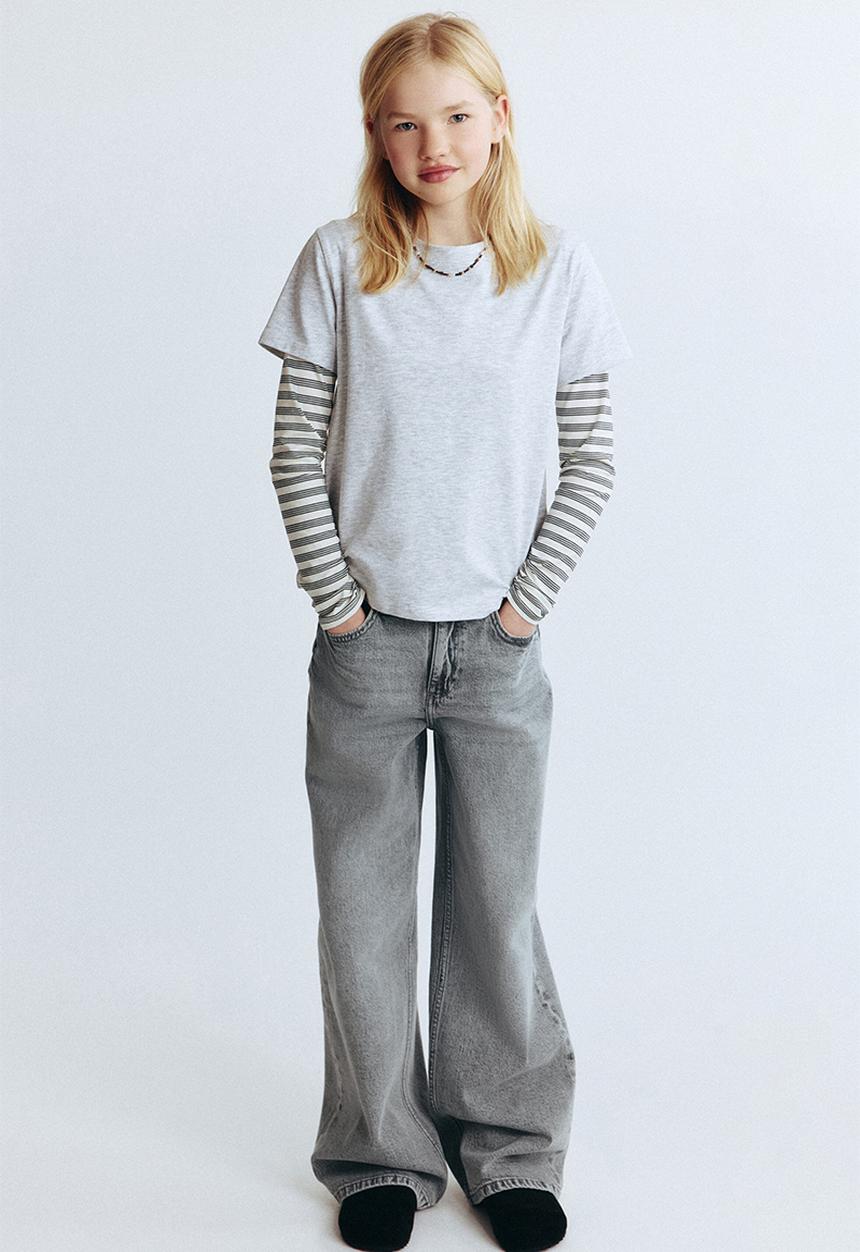 H&M - Wide leg jeans - light denim grey